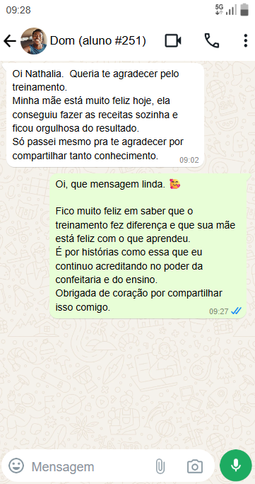 Conversa WhatsApp Aluna 251