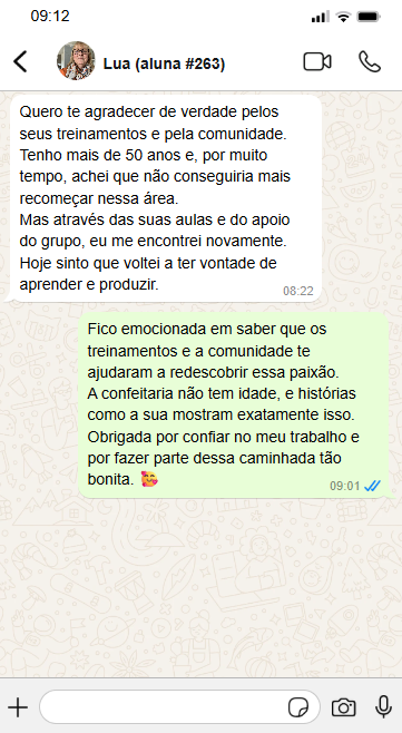 Conversa WhatsApp Aluna 263