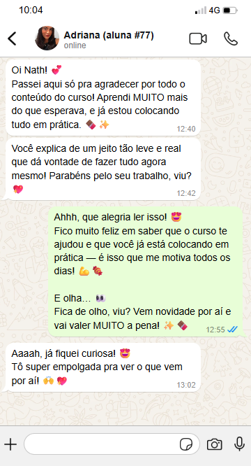 Conversa WhatsApp Aluna 77